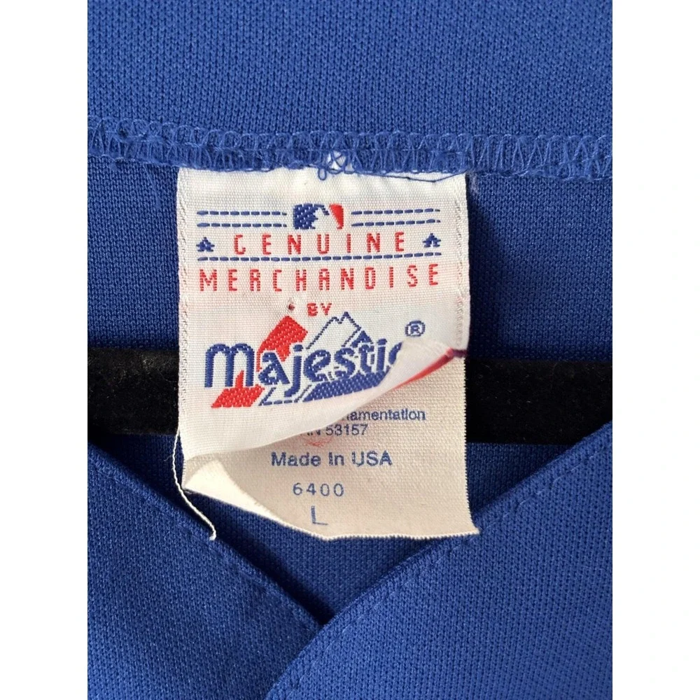 Chicago Cubs Jersey Mens Large Blue MLB Baseball Majestic Button Front USA